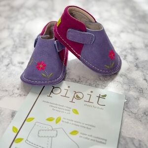 Pipit Baby Shoes Suede Embroidered Size 3
